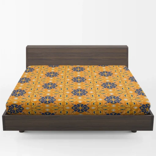 India Ethnic Pattern In Yellow Fitted Sheet 1