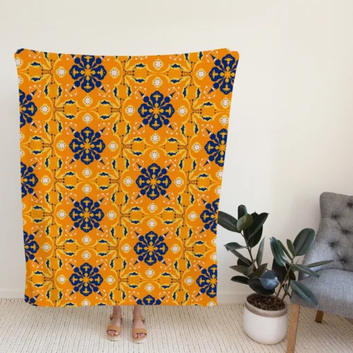 India Ethnic Pattern In Yellow Fleece Blanket