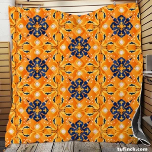 India Ethnic Pattern In Yellow Quilt Blanket