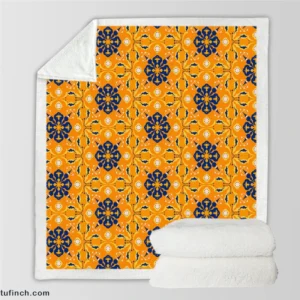 India Ethnic Pattern In Yellow Sherpa Fleece Blanket