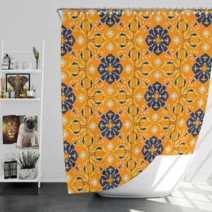 India Ethnic Pattern In Yellow Shower Curtain