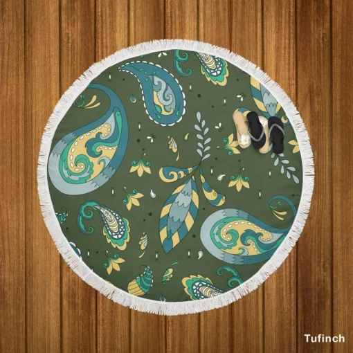 Indian Classic Paisley Design Round Beach Towel