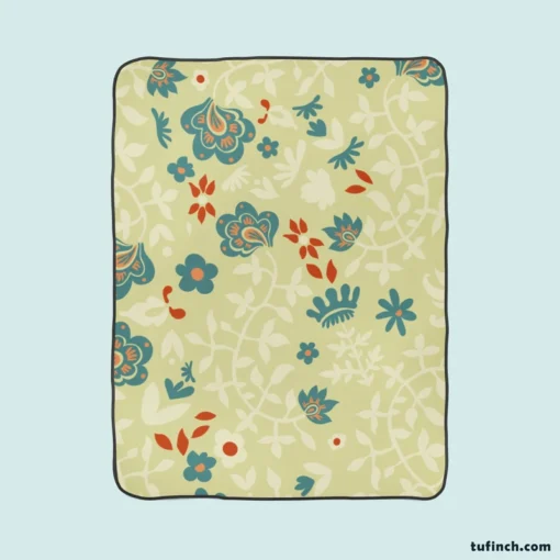 Indian Floral Design Fleece Blanket 1