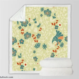 Indian Floral Design Sherpa Fleece Blanket