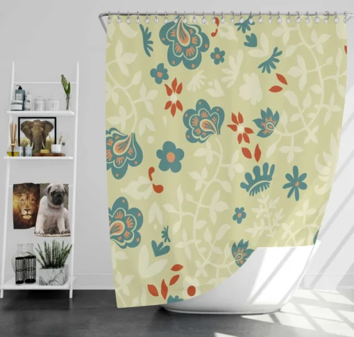 Indian Floral Design Shower Curtain