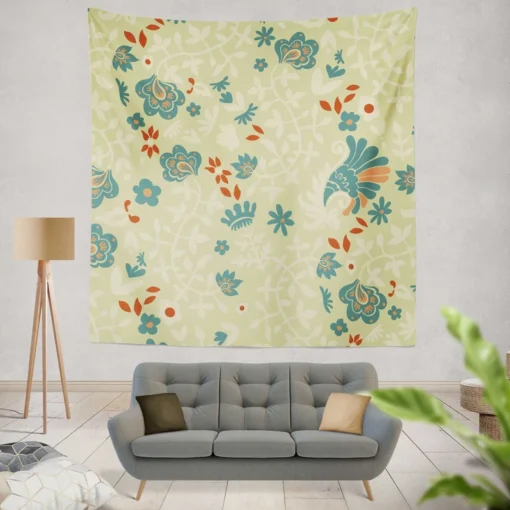 Indian Floral Design Wall Tapestry