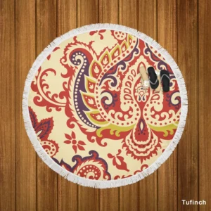 Indian Oriented Damask Design Round Beach Towel