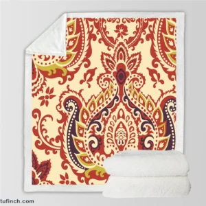 Indian Oriented Damask Design Sherpa Fleece Blanket