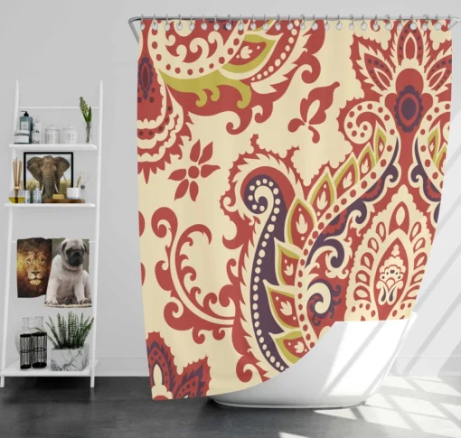 Indian Oriented Damask Design Shower Curtain