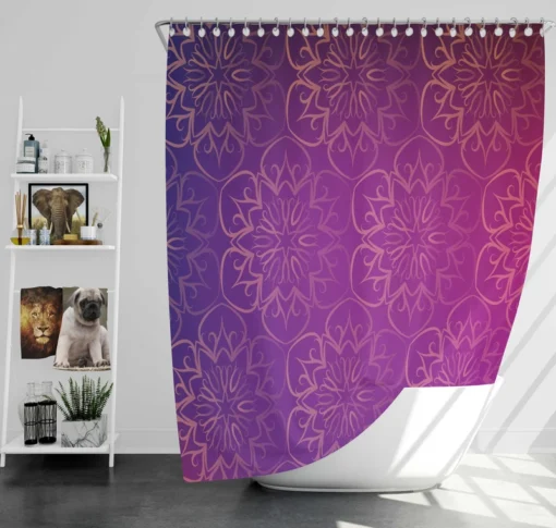 Indian Pattern Floral Gradient Shower Curtain