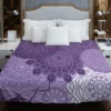 Indian Purple White Floral Mandala Pattern Duvet Cover