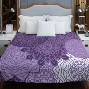 Indian Purple White Floral Mandala Pattern Duvet Cover