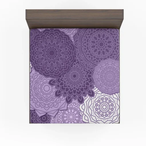 Indian Purple White Floral Mandala Pattern Fitted Sheet