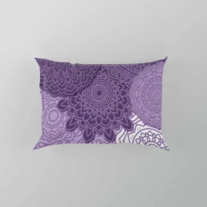 Indian Purple White Floral Mandala Pattern Pillow Case