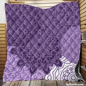 Indian Purple White Floral Mandala Pattern Quilt Blanket