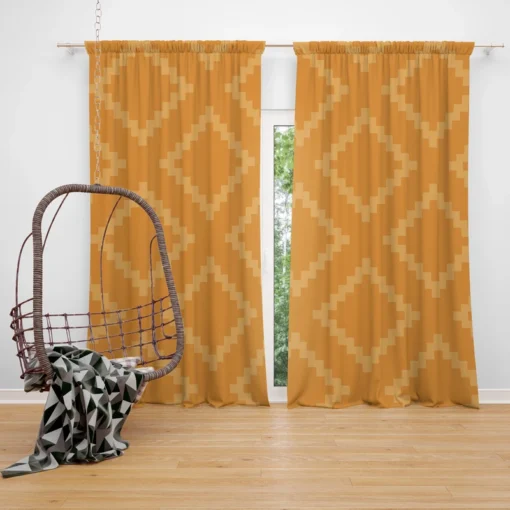 Indian Square Faded Orange Pattern Curtain