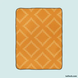 Indian Square Faded Orange Pattern Fleece Blanket 1