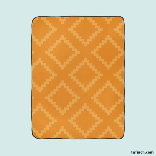 Indian Square Faded Orange Pattern Fleece Blanket 1