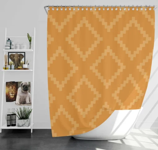 Indian Square Faded Orange Pattern Shower Curtain