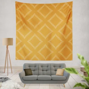 Indian Square Faded Orange Pattern Wall Tapestry