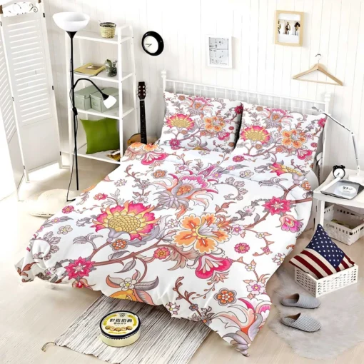 Indian Traditional Floral Toile Bedding Set