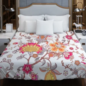 Indian Traditional Floral Toile Duvet Cover