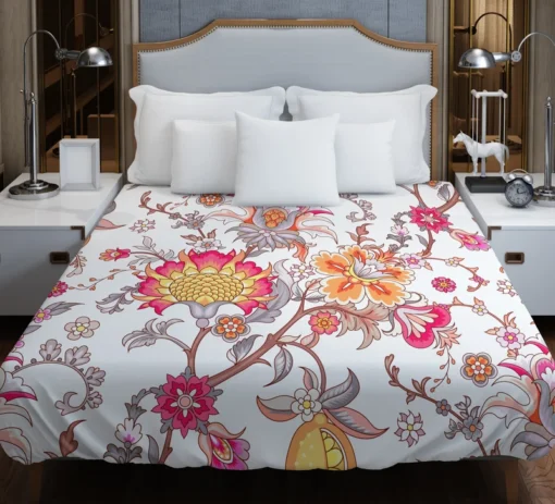 Indian Traditional Floral Toile Duvet Cover