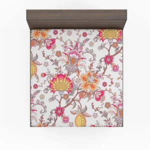 Indian Traditional Floral Toile Fitted Sheet