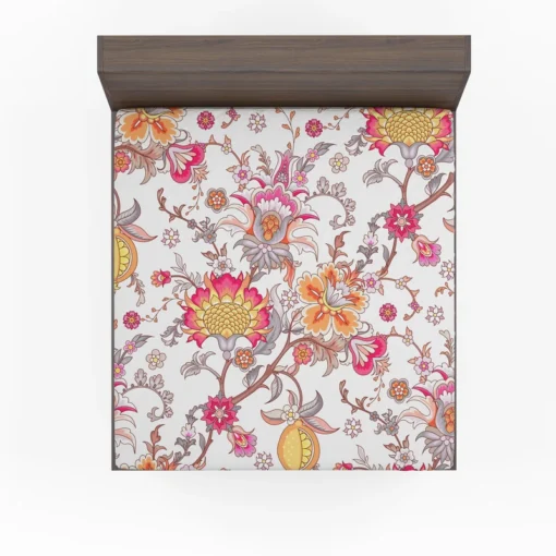 Indian Traditional Floral Toile Fitted Sheet