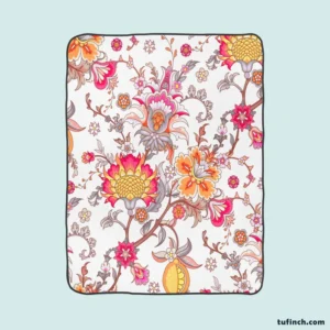 Indian Traditional Floral Toile Fleece Blanket 1