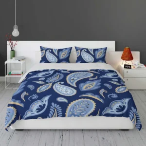 Indian Traditional Paisley In Blue Bedding Set 1