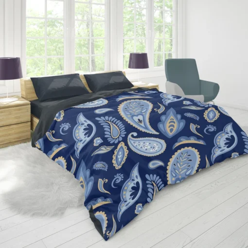 Indian Traditional Paisley In Blue Duvet Cover 1