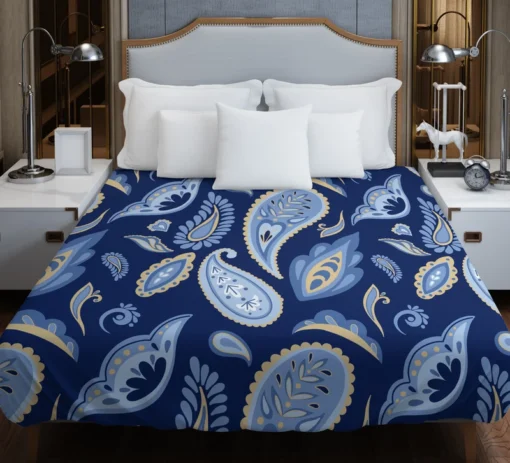 Indian Traditional Paisley In Blue Duvet Cover