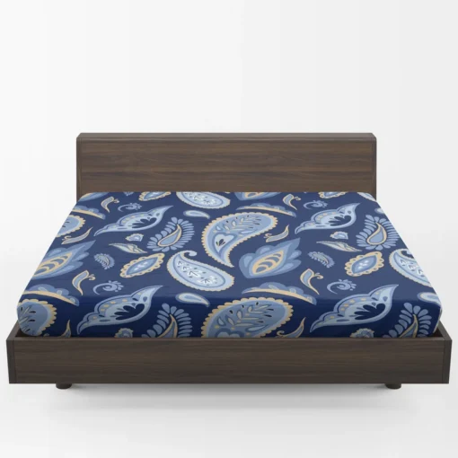 Indian Traditional Paisley In Blue Fitted Sheet 1