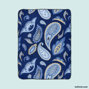 Indian Traditional Paisley In Blue Fleece Blanket 1