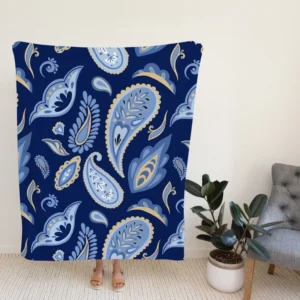 Indian Traditional Paisley In Blue Fleece Blanket