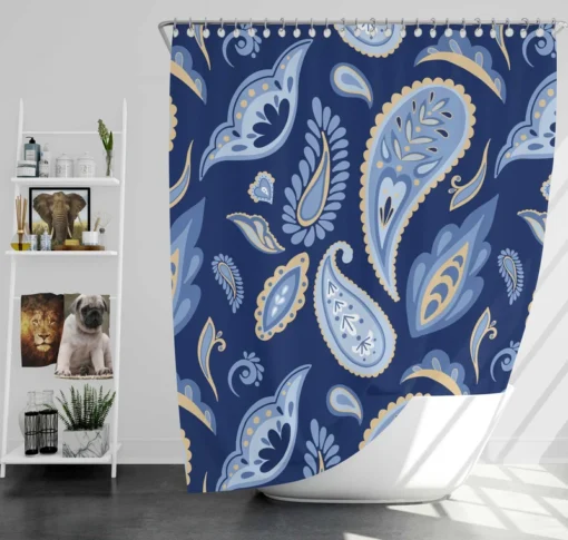 Indian Traditional Paisley In Blue Shower Curtain