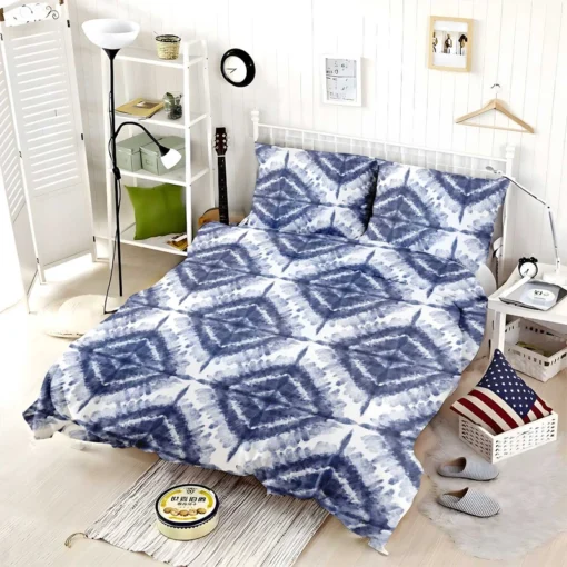 Indigo Blue Shibori Spanish Pattern Bedding Set