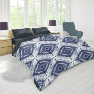 Indigo Blue Shibori Spanish Pattern Duvet Cover 1