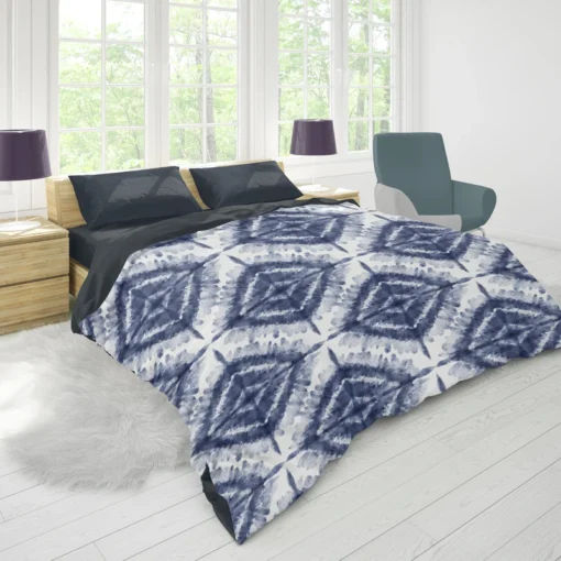 Indigo Blue Shibori Spanish Pattern Duvet Cover 1