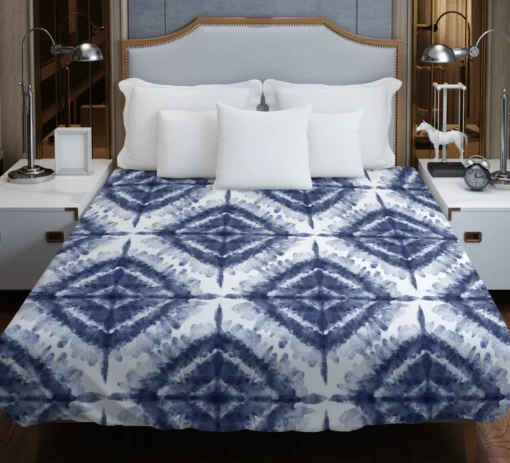 Indigo Blue Shibori Spanish Pattern Duvet Cover