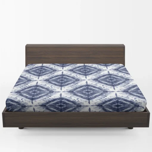 Indigo Blue Shibori Spanish Pattern Fitted Sheet 1