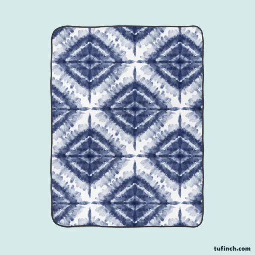 Indigo Blue Shibori Spanish Pattern Fleece Blanket 1