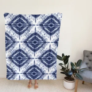 Indigo Blue Shibori Spanish Pattern Fleece Blanket