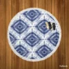 Indigo Blue Shibori Spanish Pattern Round Beach Towel