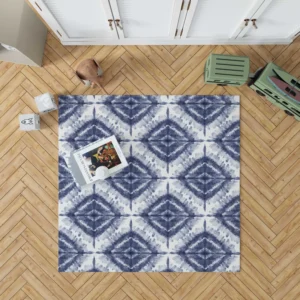 Indigo Blue Shibori Spanish Pattern Rug