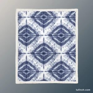 Indigo Blue Shibori Spanish Pattern Sherpa Fleece Blanket 1