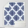 Indigo Blue Shibori Spanish Pattern Sherpa Fleece Blanket