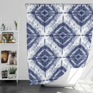 Indigo Blue Shibori Spanish Pattern Shower Curtain