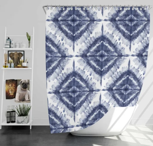 Indigo Blue Shibori Spanish Pattern Shower Curtain